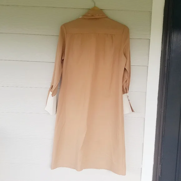 Vintage Dress Collared With Matching Kerchief And Belt/Bow Pink Mauve - Picture 5 of 16